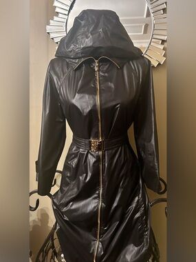 Versace Hooded Trench with Gold Hardware